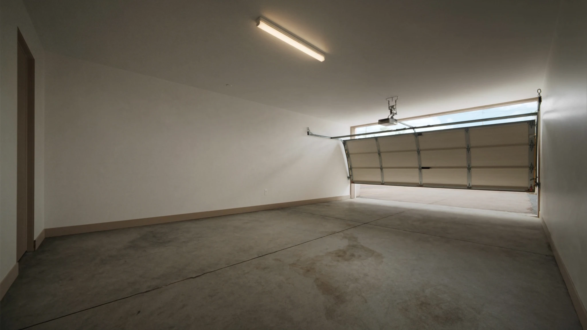 Bare concrete garage floor before coating